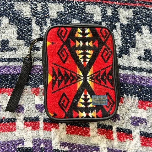Vintage red Pendleton planner jacket with zippers and 6 ring binder loops