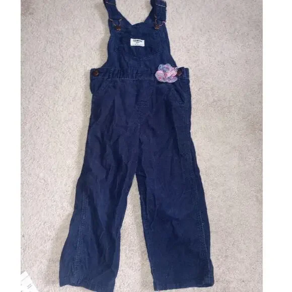 Toddler Oshkosh Corduroy Overalls Navy Flower 2T‎