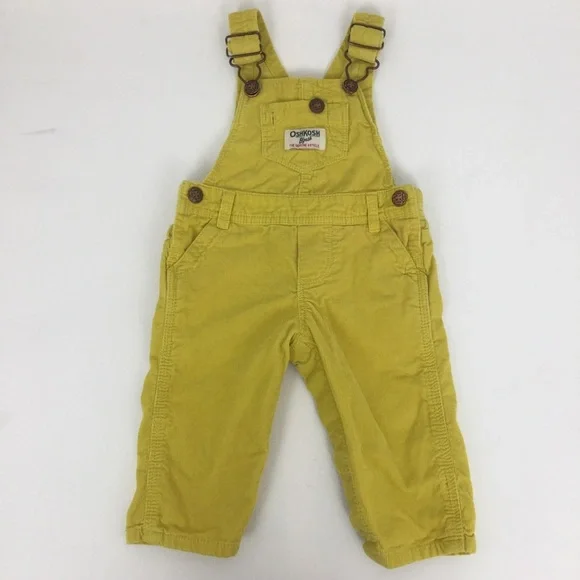 Oshkosh B’Gosh 1990’s Vintage Yellow Corduroy Overalls Kids Size 6 Months