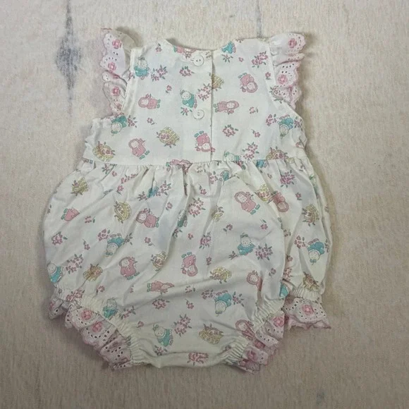 Vintage OshKosh Baby Girl Romper 3-6 Months USA‎ Made Floral Lace Bubble