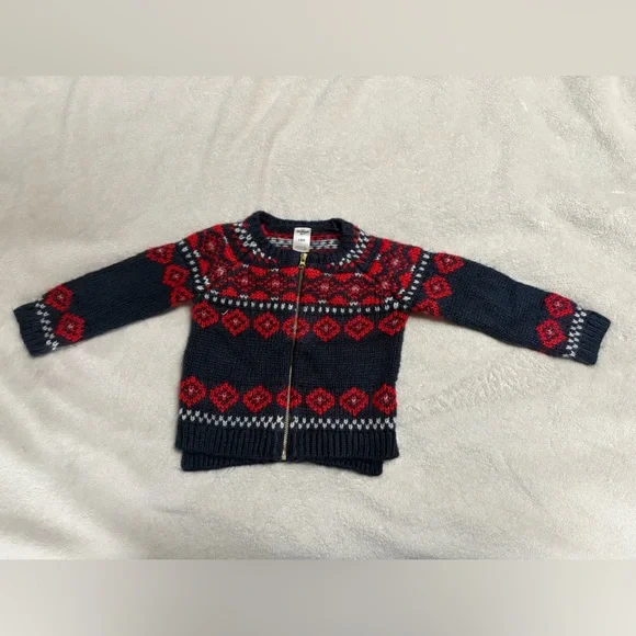 OshKosh B'gosh Red and Navy Knit Sweater‎ Size 18 Months EUC