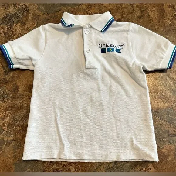 Vintage Oshkosh B’Gosh Baby Boy Polo Short Sleeve Spell Out Shirt Size 2T