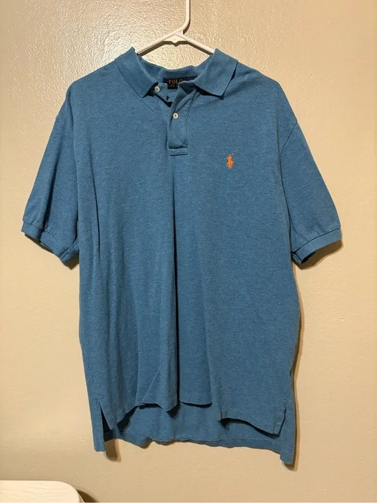 Men’s Ralph Lauren Teal Blue Polo with Orange Pony Size XL