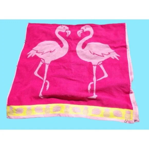 Pink Flamingo Beach Towel 36x70 Bath Pool Jacquard Velour St Tropez Sands Egypt