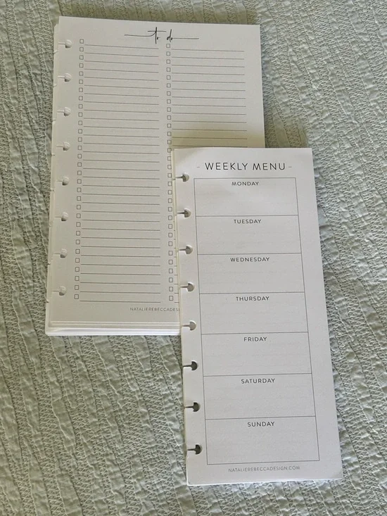 Weekly Menu & To-Do Planner Refill Pages-8 Disc