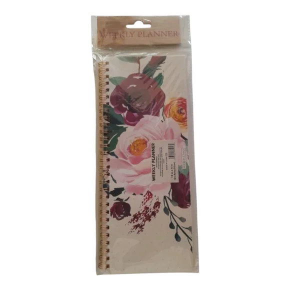 Floral Weekly Planner with Pink and Brown Accents
