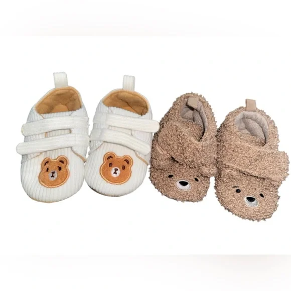Bear 🐻 Baby Shoes Set - White and Brown