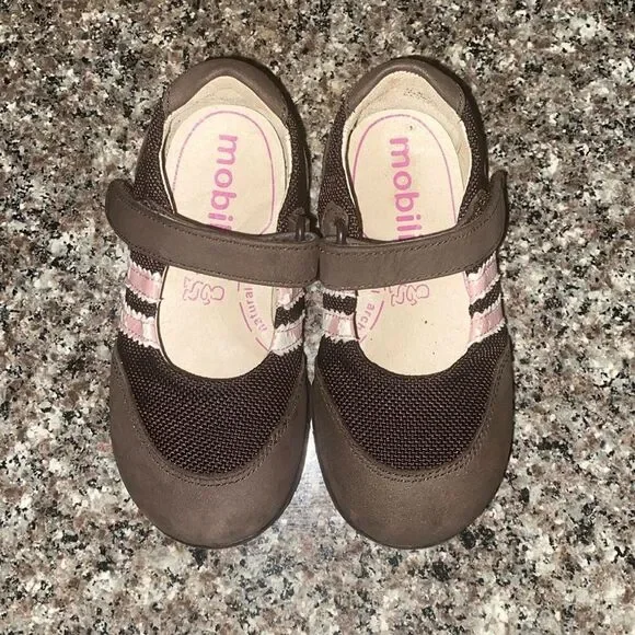 Mobility toddler Oxford brown pink leather brown walker