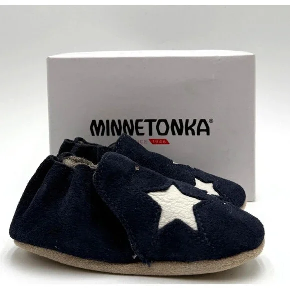 Minnetonka STAR INFANT BOOTIE Kid's NEW Slip On Blue Multiple Sizes