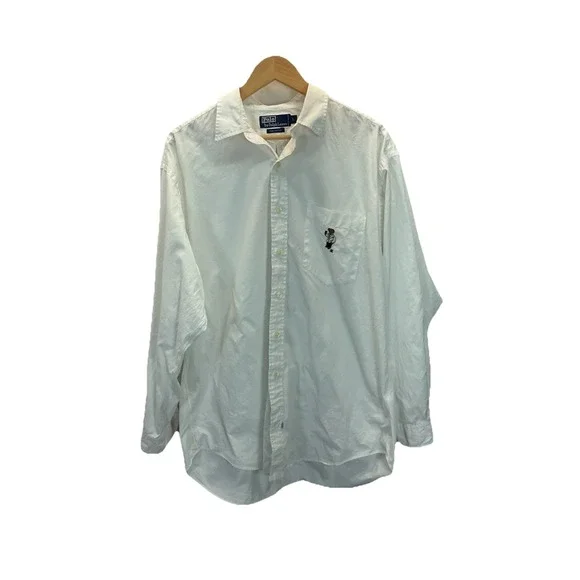 Vintage Polo Ralph Lauren Polo Bear Tuxedo‎ Martini Button Up White Shirt L Rare