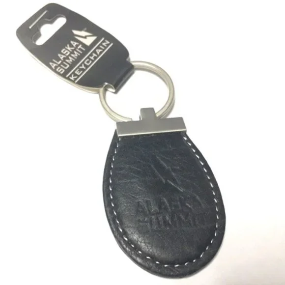 Alaska Summit Leather Keychain w/Silver Toned Hardware 3.5