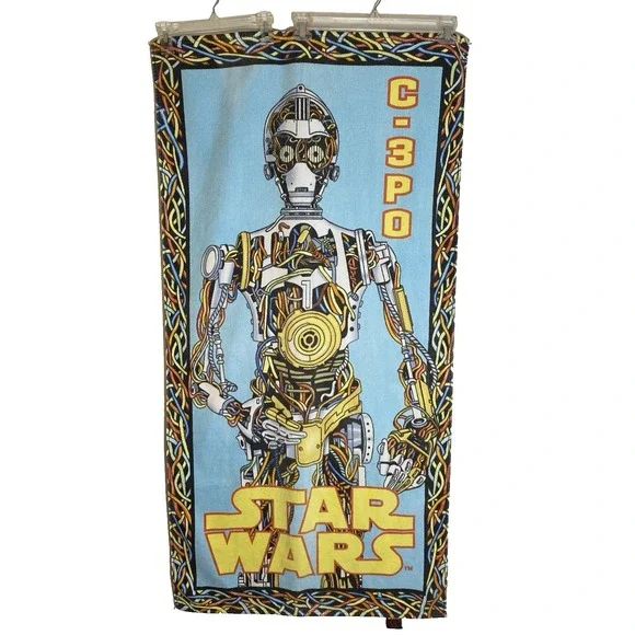 Vintage C-3PO Star Wars Beach Towel 100% Cotton Lucas Film Robot Pre Covered