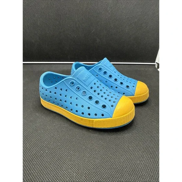Native Shoes Jefferson Toddler 6 Blue Yellow Slip-On Perforated Shoes UZB38