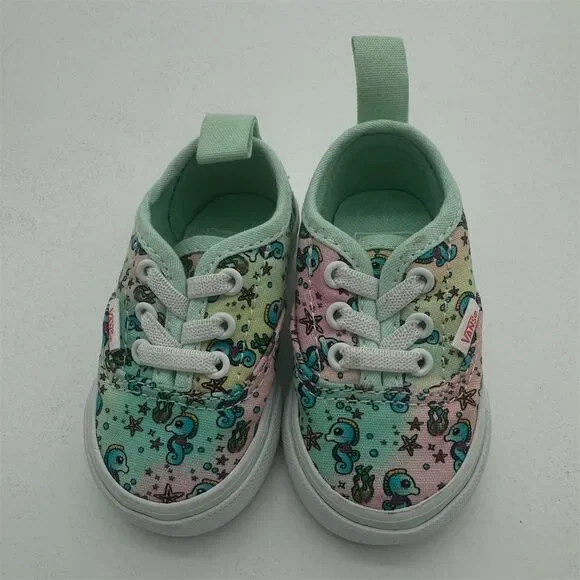 Vans Toddler Authentic Elastic Lace Sneakers Seahorse Starfish Print