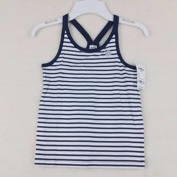 OshKosh Cotton RacerBack Tank Girl's‎ Size 5 in navy white stripes