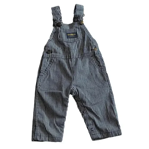 Vintage OshKosh B'Gosh Railroad Stripe Bib Overalls 12 Month USA Made