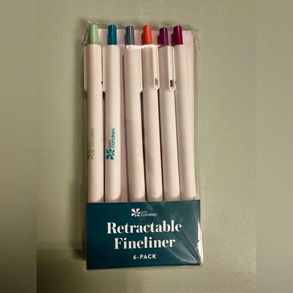 🖊 Erin Condren Retractable Fineliner Pens – 6 Pack