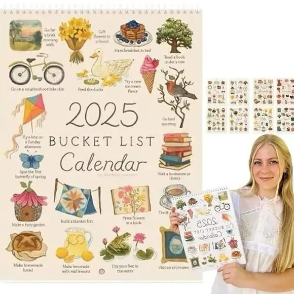 abigail&bleu Bucket List Calendar Large Double Spiral Wire-Binding Wall Calendar