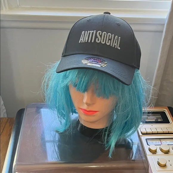 Black Cap with Blue Wig