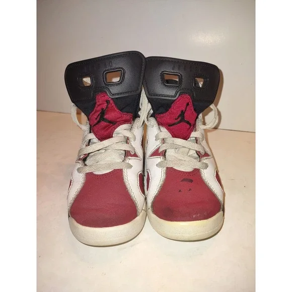 Nike Air Jordan 6 Retro Shoes Size 11c Carmine Red Sneakers Mud Top 384666-106