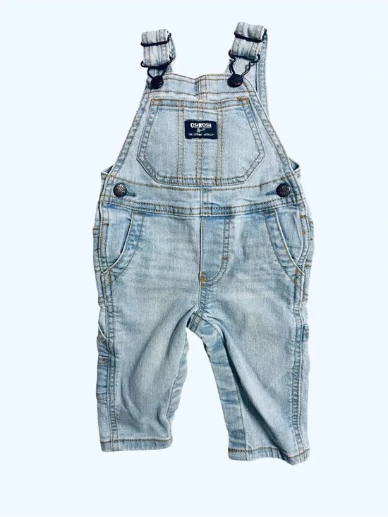 OshKosh B'gosh Light Wash Denim Overalls in Pale Blue 6M 10 0593