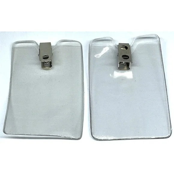 Vertical ID Badge Holder Thumb Notch Clear Vinyl Alligator Clip‎ LOT of 328