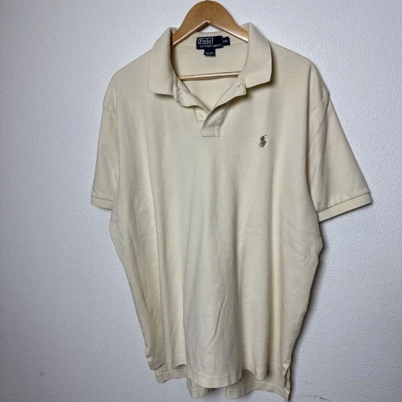 Polo‎ Ralph Lauren Men's Polo Shirt Size XXL 2x Large Yellow Ivory Brown