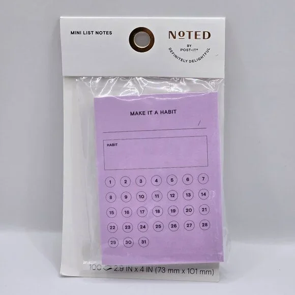 Post-it Noted Habit Tracker Sticky Notes Lilac 2.9 x 4 Inch 100 Sheets 1 Pack