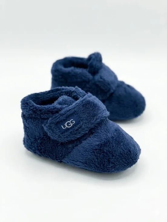 UGG Baby Bixbee Deep Blue Fleece Booties Size 2/3 Infant Slippers Shoes