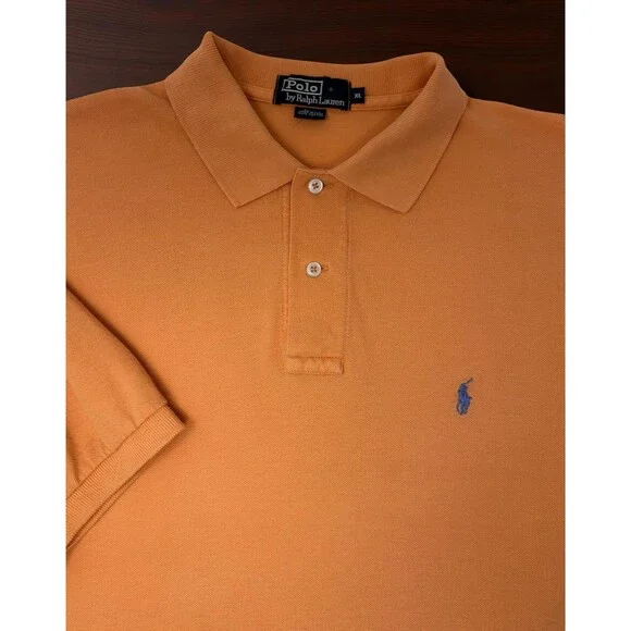 Polo Ralph Lauren Men's Polo Shirt Orange Blue Pony Logo Size XL‎ Classic Fit