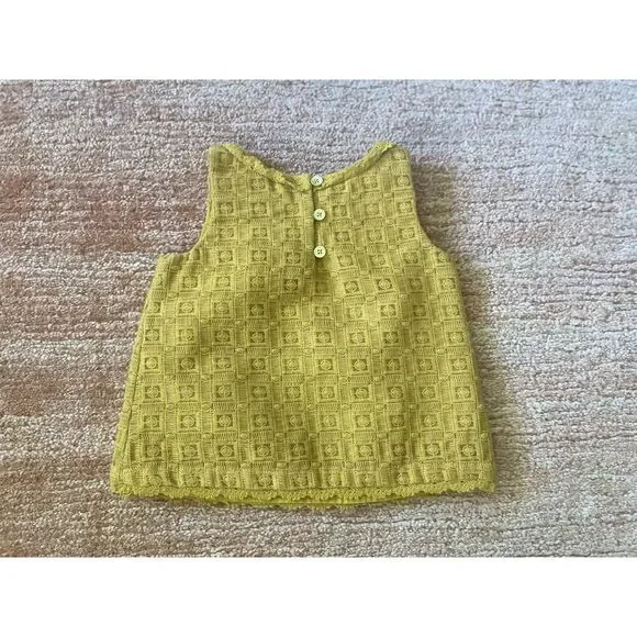 Genuine Kids OshKosh 2T Yellow Lace Sleeveless Top Lined Made in Vietnam
