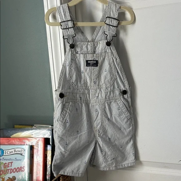 OshKosh B'gosh Striped Anchor Overalls