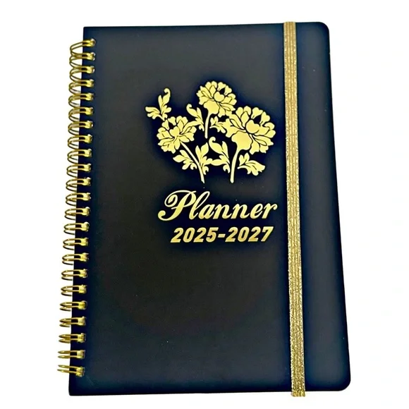 2025 - 2027 3 Year Black & Gold Planner Calendar