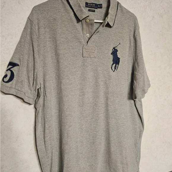 Ralph Lauren Gray Polo Shirt with Navy Logo‎