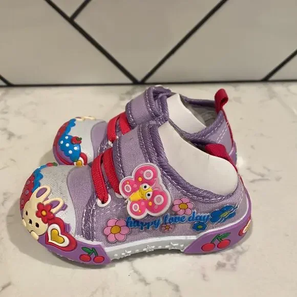 Papos purple bunny sneaker girls closure girly cute maximalist size 1