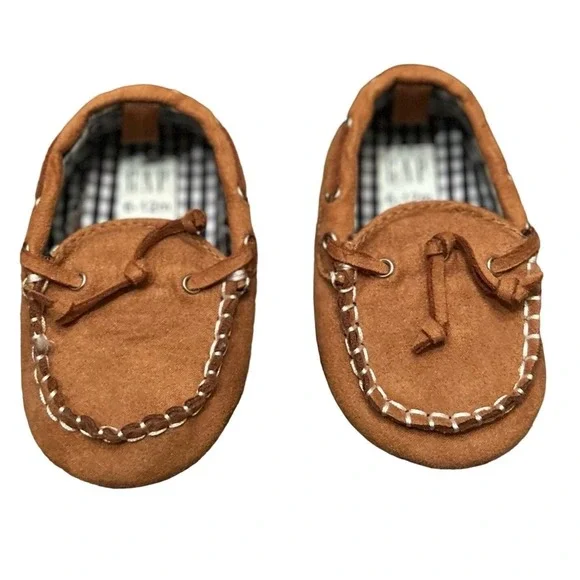 Gap Baby Brown Loafers Slip On Plaid Lined Shoes Size 6-12 Months‎ Casual Soft
