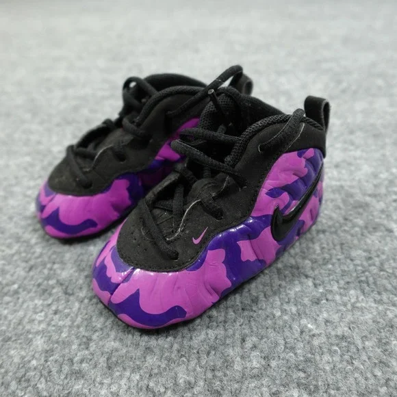 Nike Crib Shoes Baby Size 4 Purple Black Foamposite Hyper Violet Lil Posite Pro