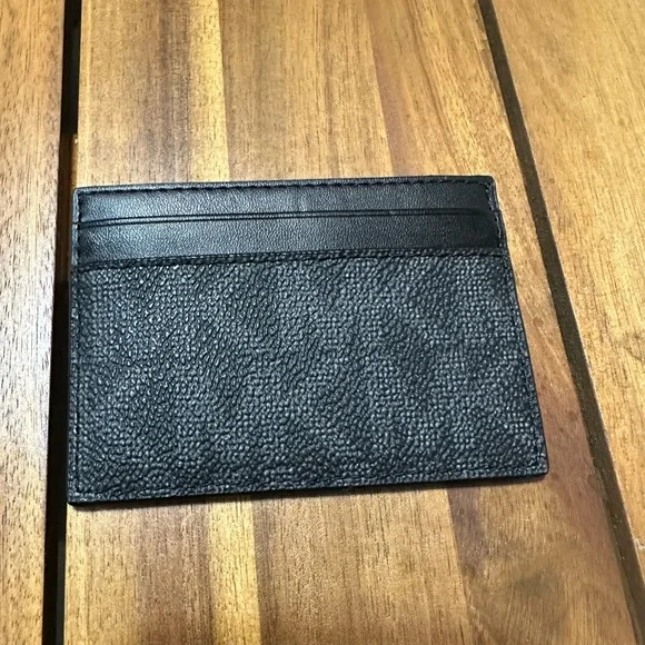 Michael Kors Black Leather Card Holder with Textured Front