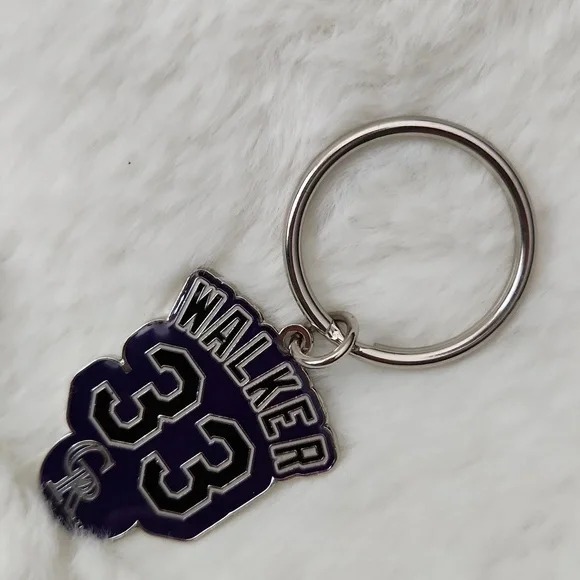 Purple and Silver Colorado Rockies Keychain with Number 33 Larry Walker