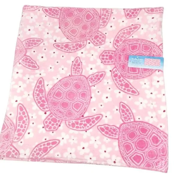 Truly‎ Lou Collection Oversize Cotton Spa Pool Beach Towel Turtle Pink 36x72in