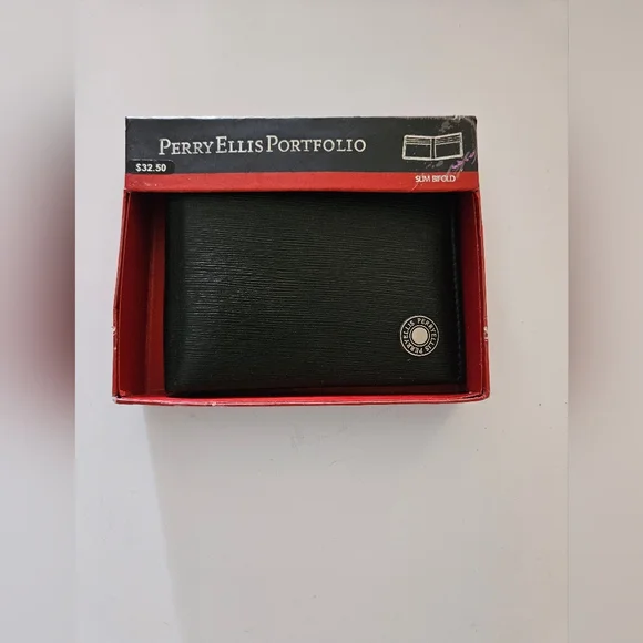 Perry Ellis Men's Leather Slim Bilfold Black #M-72