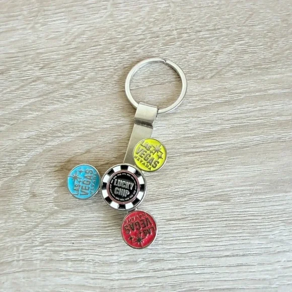 Las Vegas Nevada Keychain Lucky Chip Fidget Spinner‎ Vegas Fun Retro
