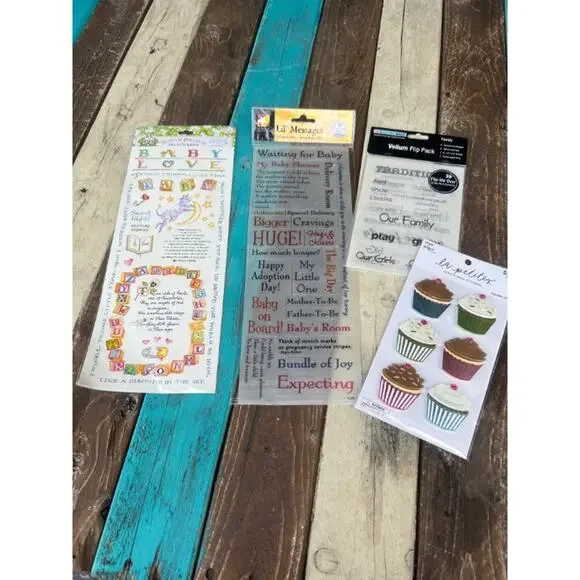 Bundle of 4 New In Package New Baby Scrapbooking Stickers Dimensional Stickers