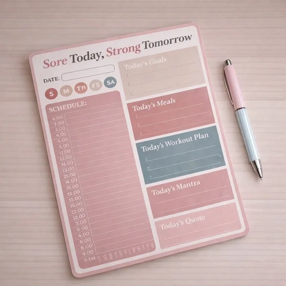 ✨5/$12 LC Pink fitness health goals daily Planner to do list notepad