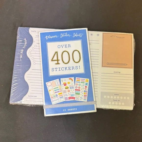 Sticker and Notepad Set with Over 400 Stickers and Caliber Pencil Me In to do