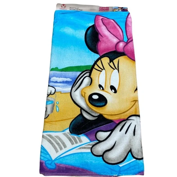 The Disney Store Y2K Minnie and Mickey on the Sand Beach Towel 30 X 60 NWT