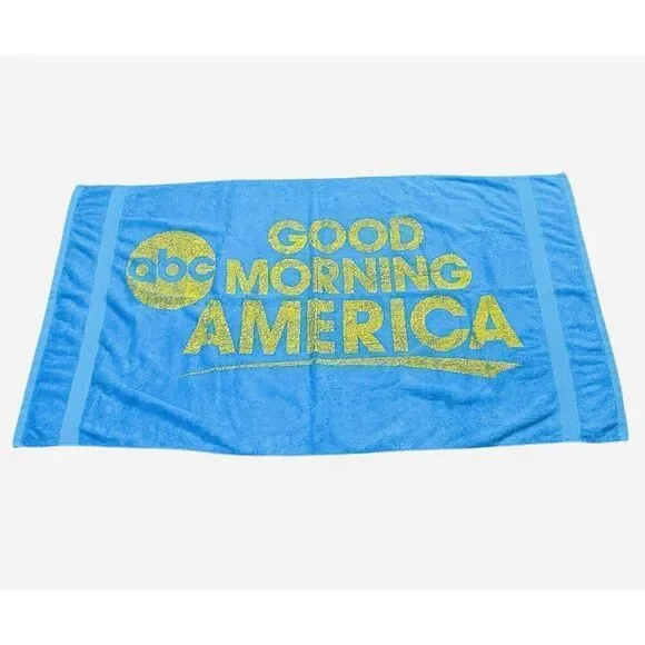 RARE Good Morning America Blue Cotton Beach Towel 60 x 35 ABC Logo Terry Town