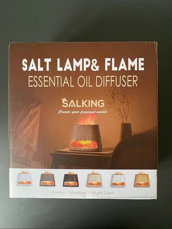 SALKING Salt Lamp & Flame Essential Oil Diffuser Wood Print
