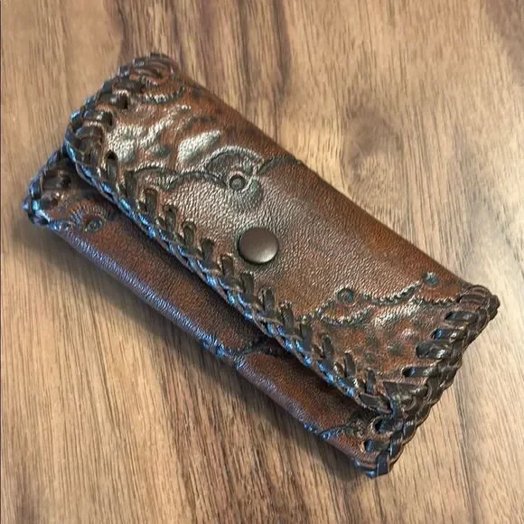 Vintage Hand Tooled Key Chain Holder Whip Stitched