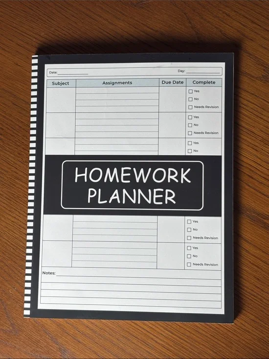 Homework Planner Notebook - Black & White